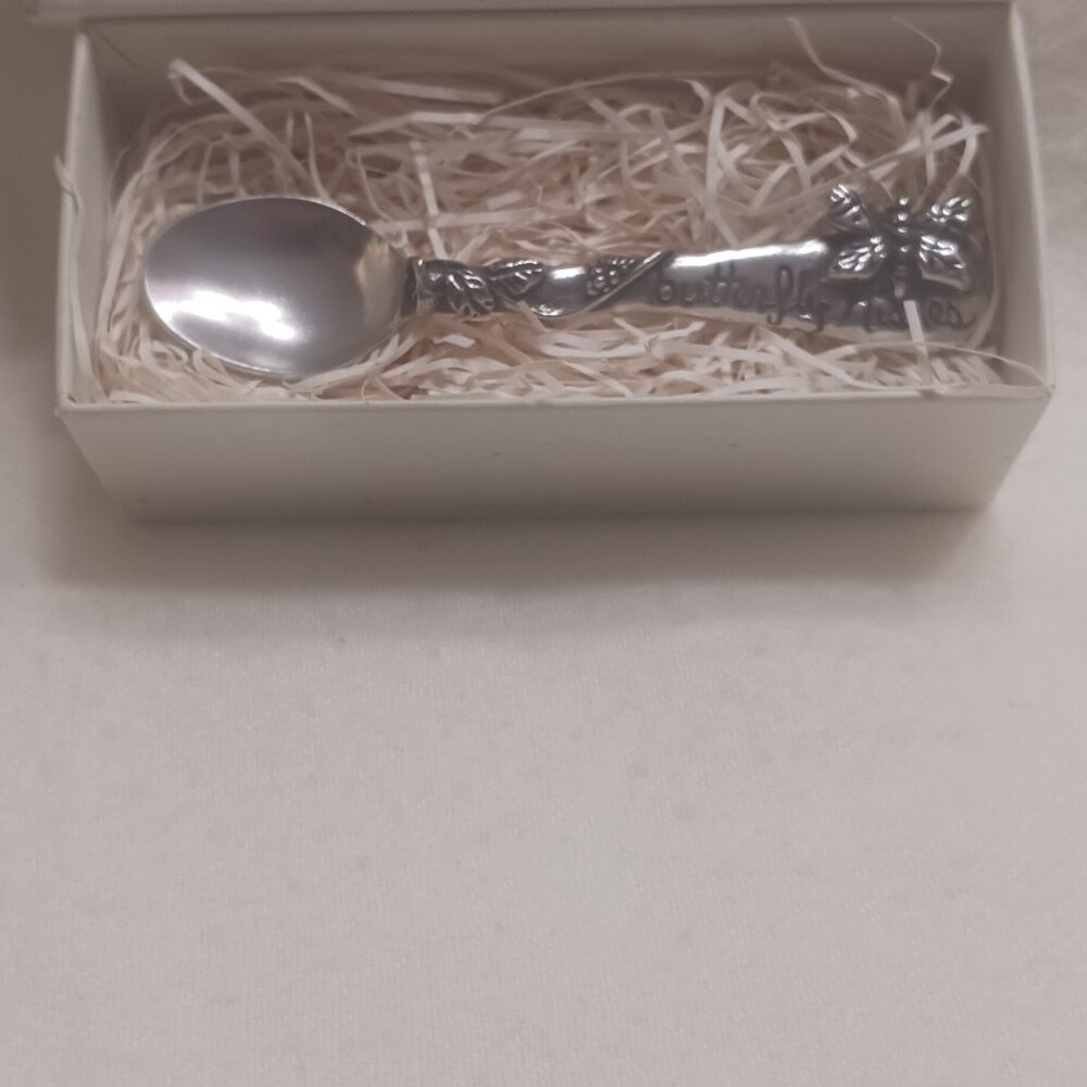 New In Box Metal Morphosis Butterfly Kisses Baby Spoon